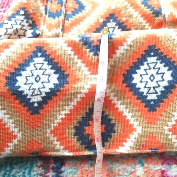 Anthro MUCHE de MUCHETTE Orange Navy Market Tote Pool Aztec Zig Zag 18\